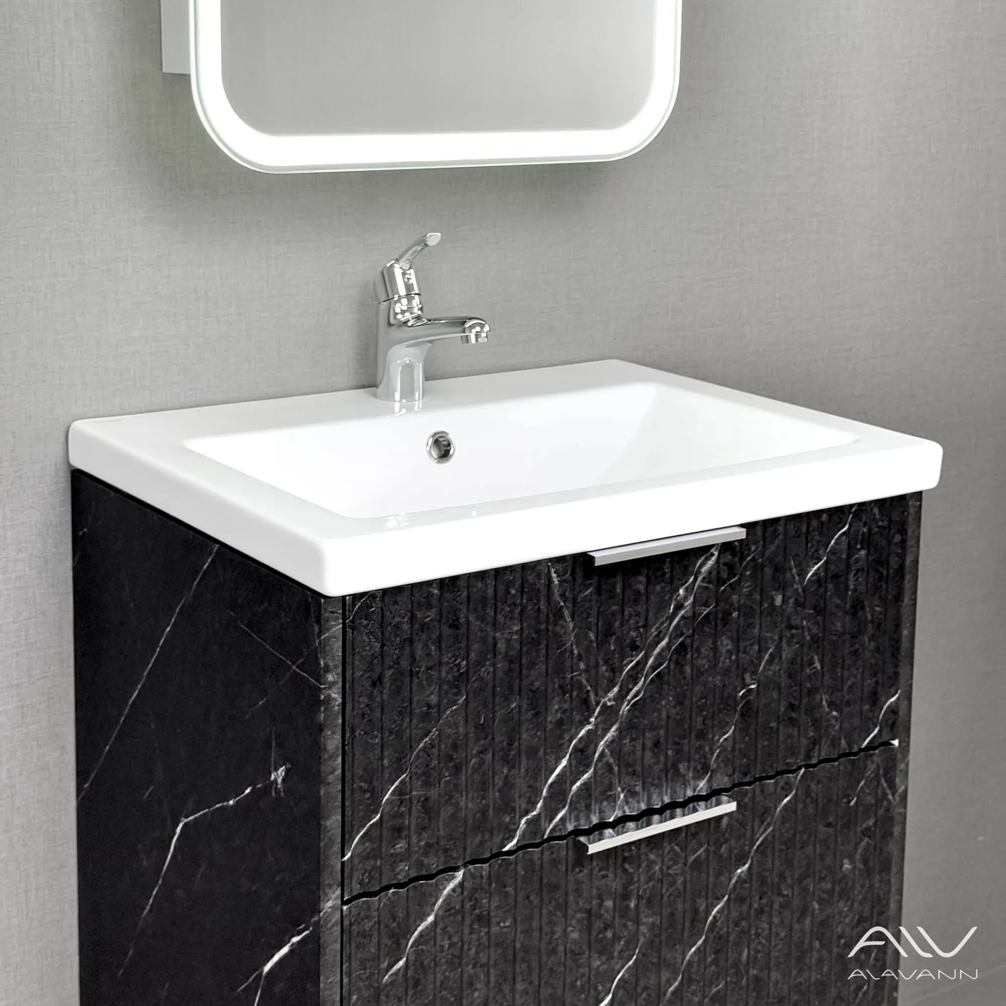 Тумба с раковиной Alavann Anna 60 черный мрамор (5)