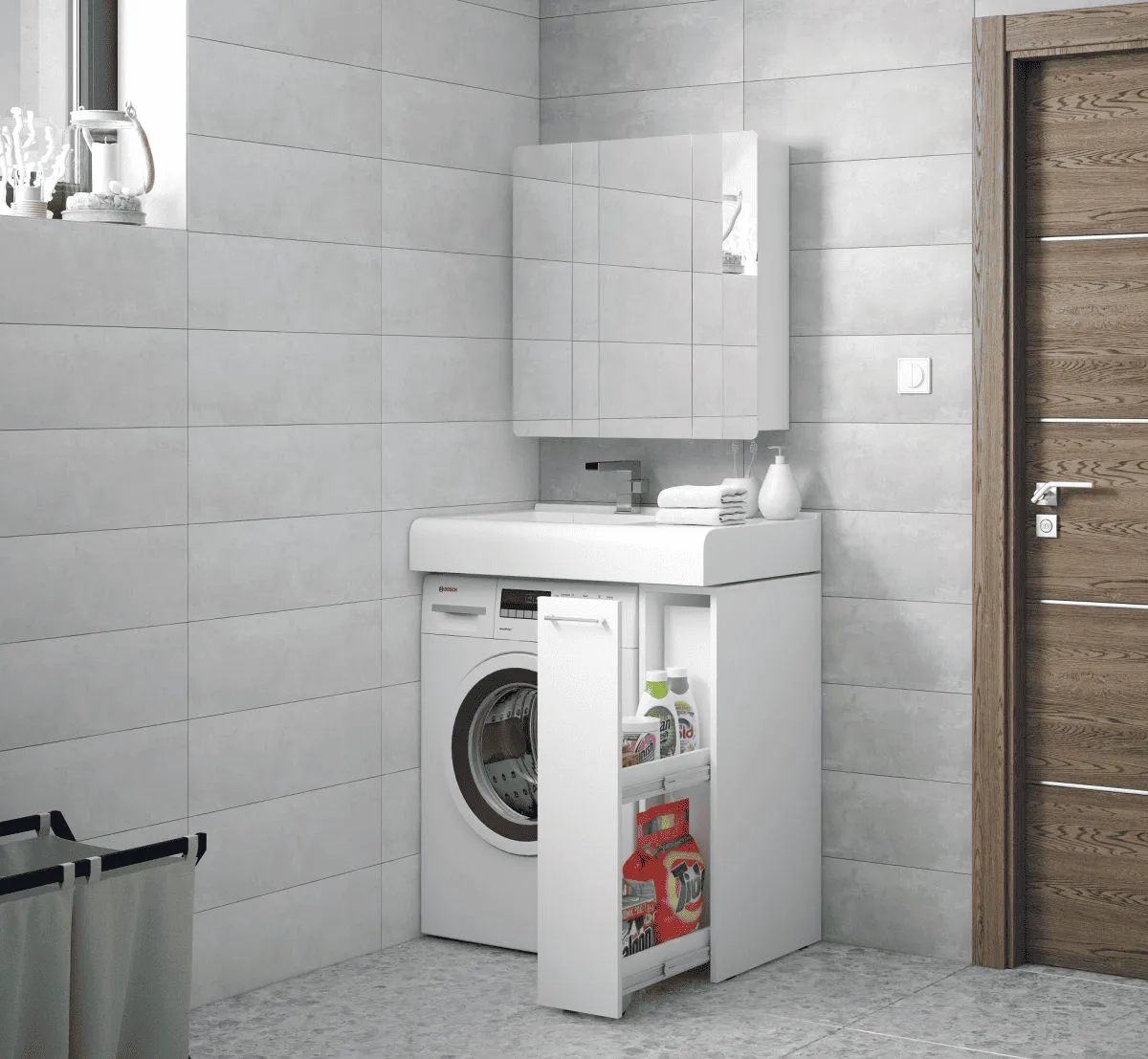 Комод под раковину для стиральной машины COROZO ЛЕО 20 см (3)