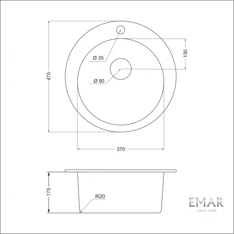Кухонная мойка из кварцевого композита EMQ-1475.C (2)