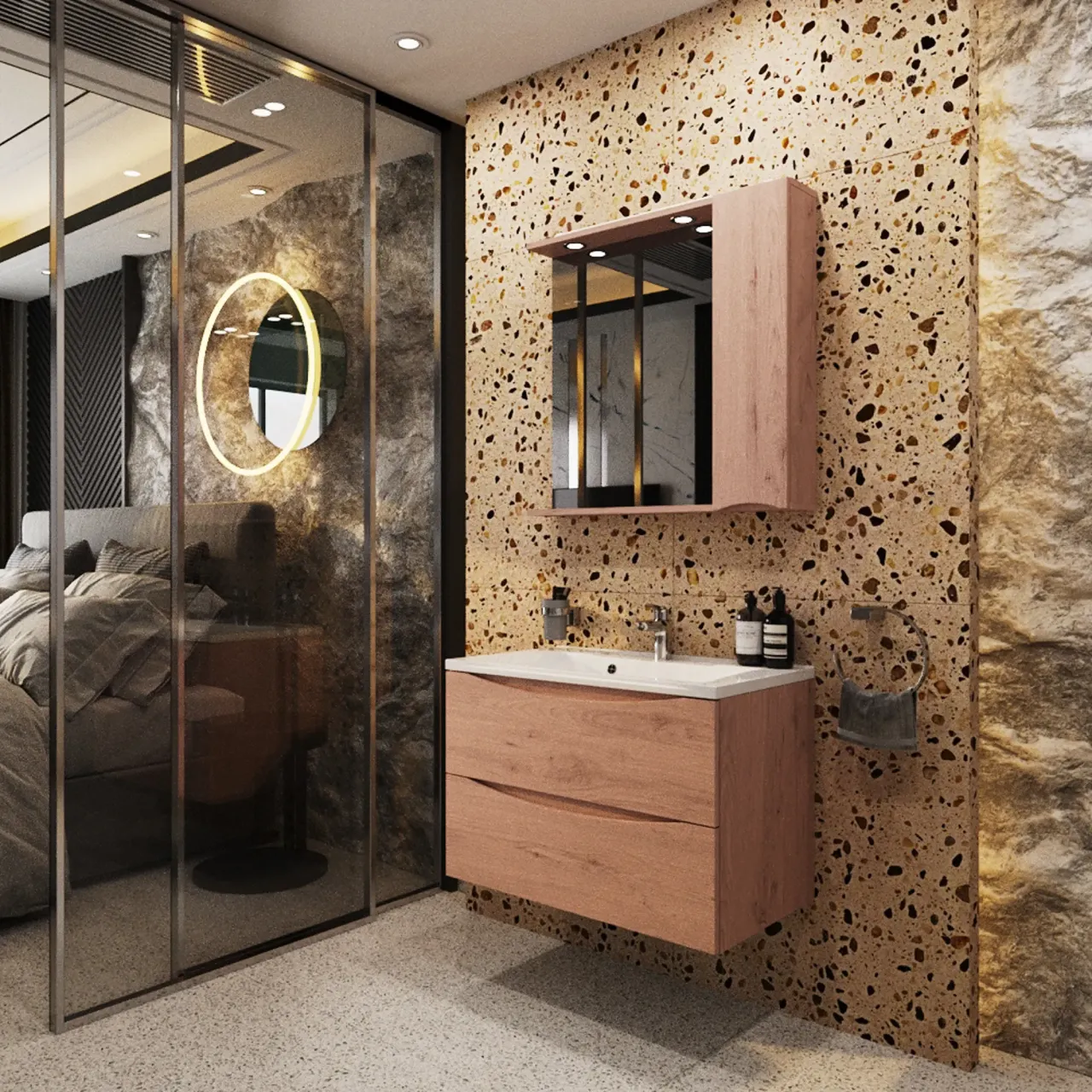 Тумба с раковиной подвесная Itana Мишель 80 [Сосна, Матовая, Раковина Madera Milen 800, ITAN.MISH.80