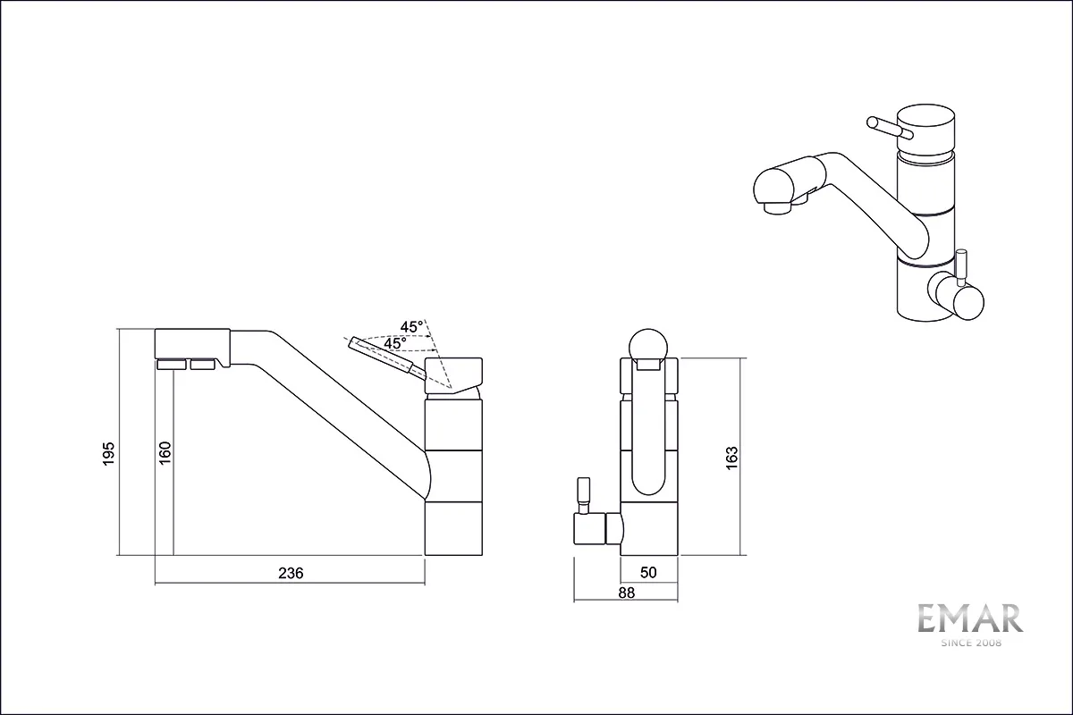 Смеситель для кухни EMAR EC-3008 (5)