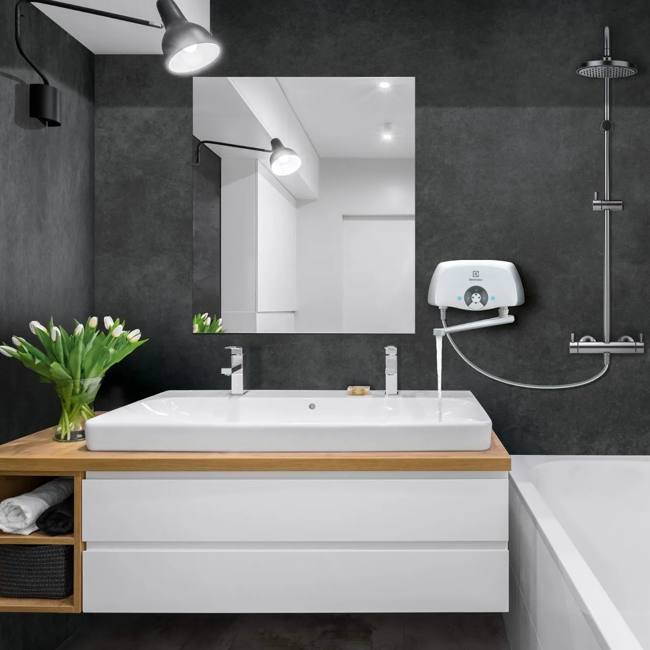 Водонагреватель Проточный Electrolux Smartfix 2.0 TS кран [V ,5,5 кВт, Белый, НС-1017839]