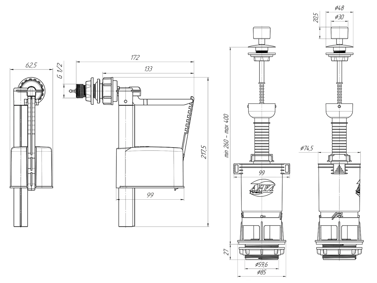 Арматура для унитаза АНИ Пласт-WC4050 (2)
