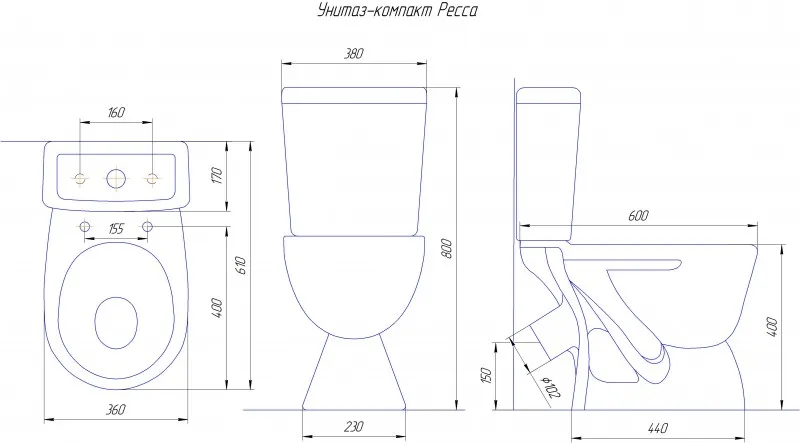 Унитаз-компакт Rosa Ресса белый (2)