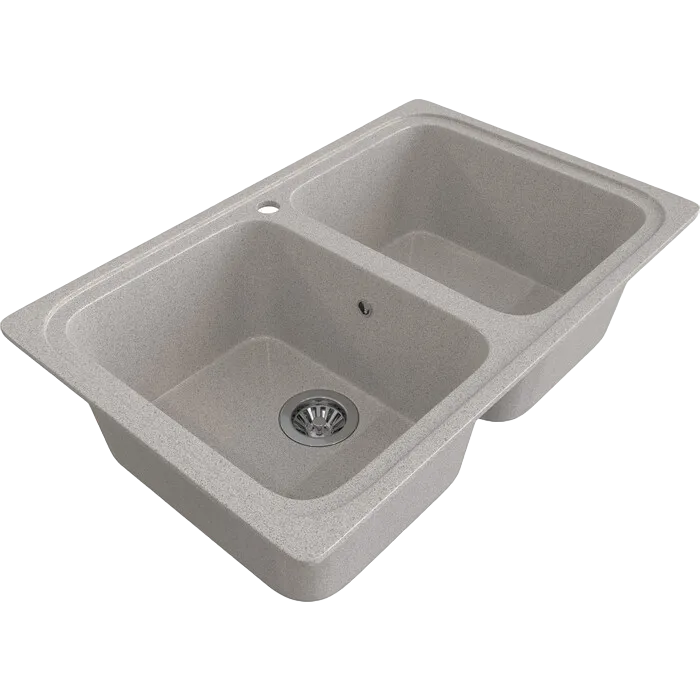 Мойка каменная Gamma Stone GS-12 серая матовая [780 х 495 мм, Серый, 2 чаши, GS.12.GRY.MT]