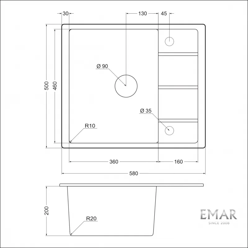 Мойка Emar EMQ-1580.Q Морион (5)