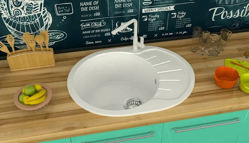 Кухонная мойка Bergg Z10 B010Q001 Белый лед (3)