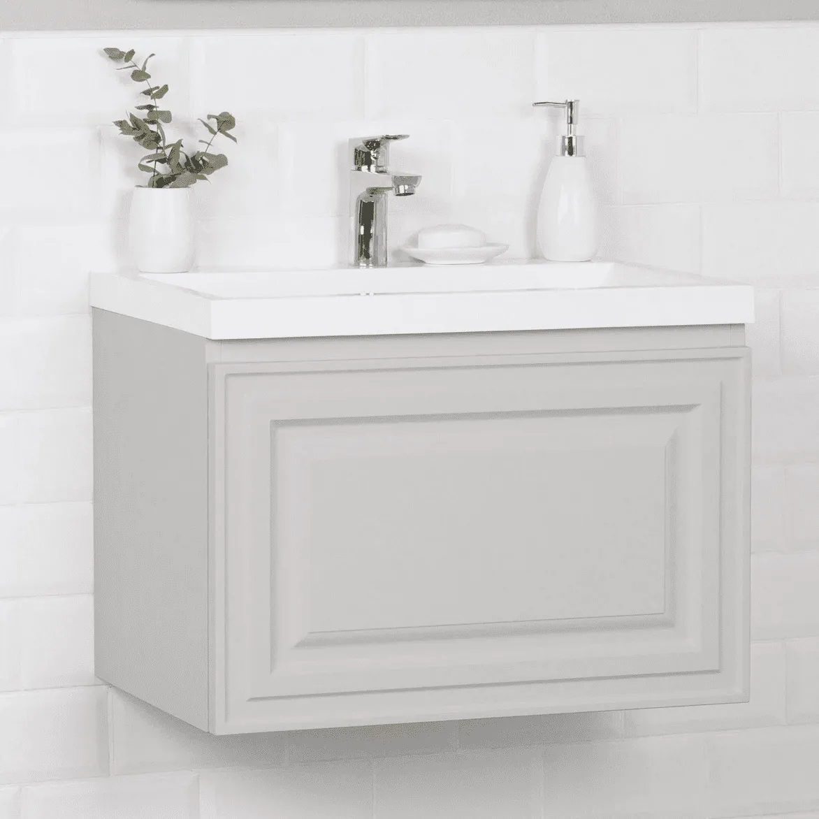Тумба с раковиной подвесная Itana Verona 60 [Кремовый, Матовая, Раковина Itana Natella 60, 465675575