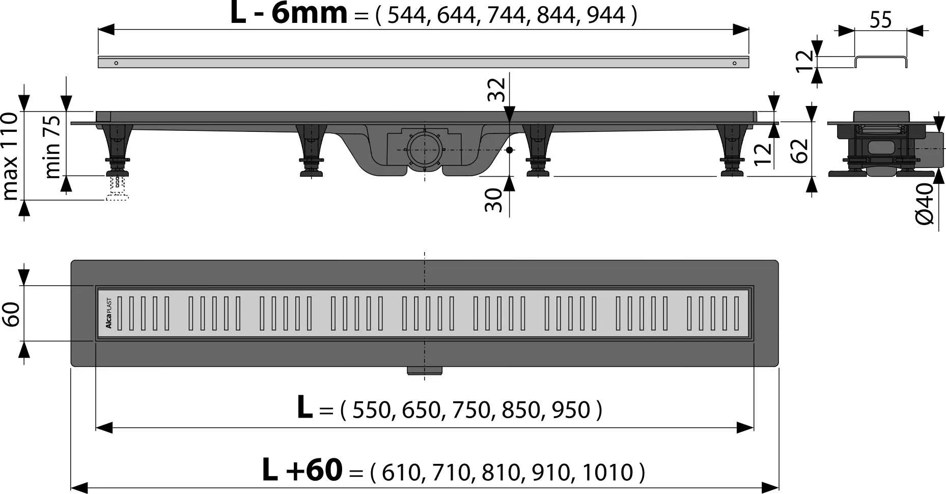 AlcaPlast APZ10-Simple 550-2