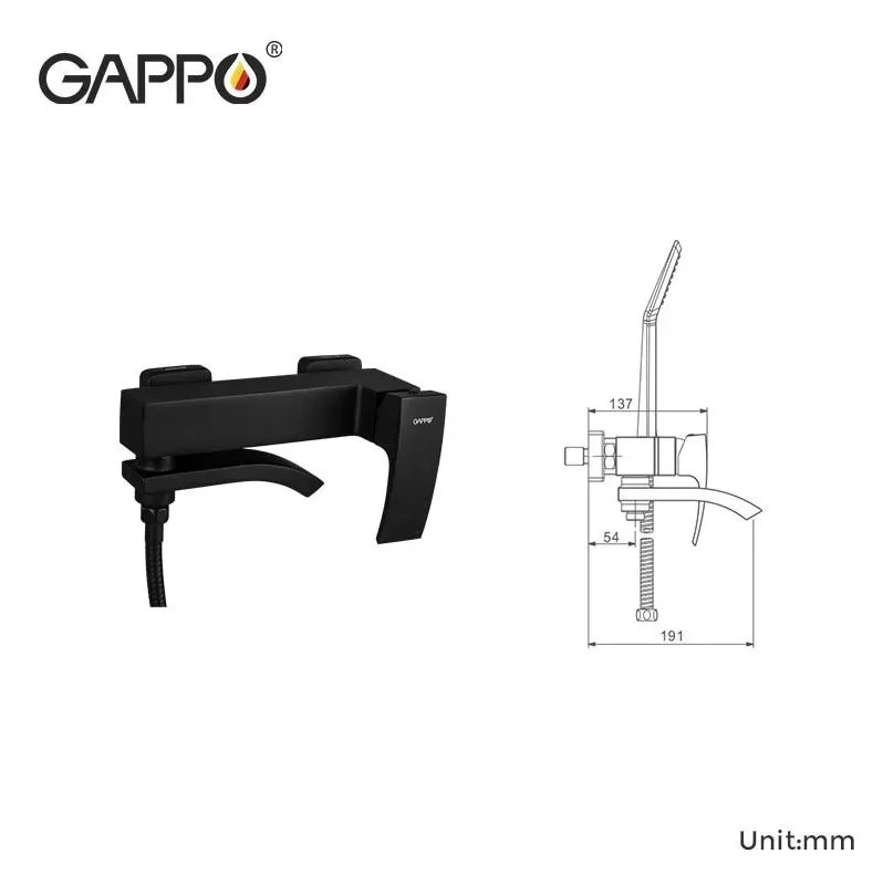 Смеситель для ванны Gappo G3207-6, латунь черный (3)
