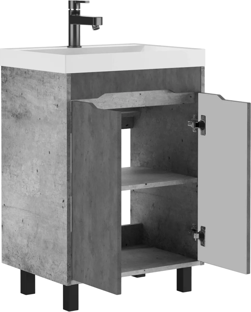 Тумба с раковиной Домино Unit 60 Лофт без ящика Бетон (4)