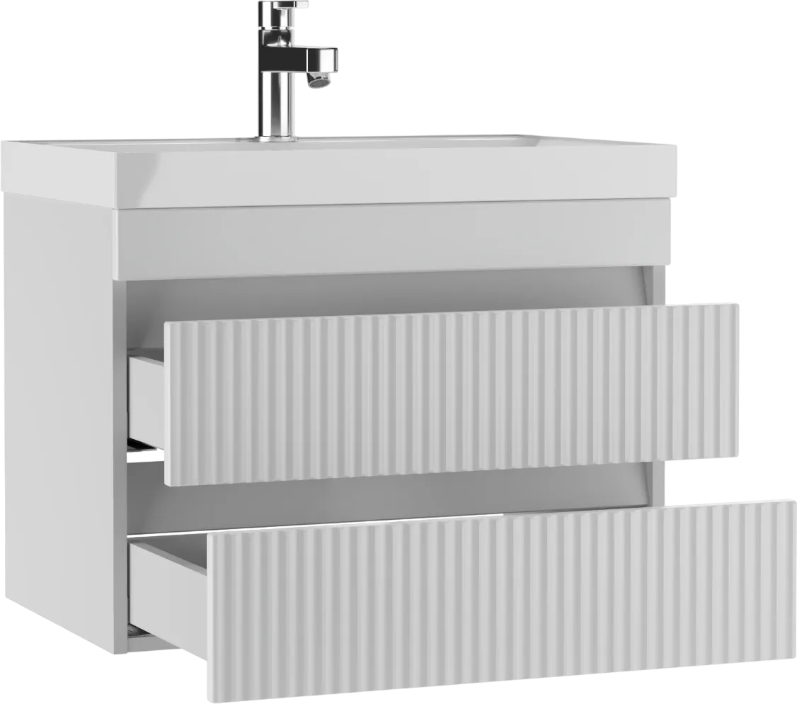 Тумба с раковиной подвесная Айсберг-Unit 70 Бриз с двумя ящиками В2 (3)