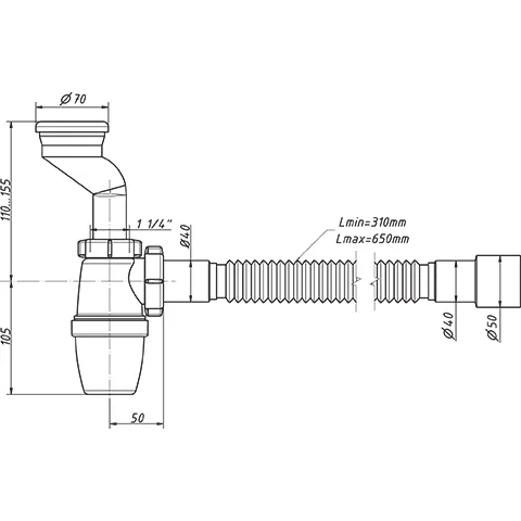 Сифон для настенного писсуара Orio P-31009 (2)