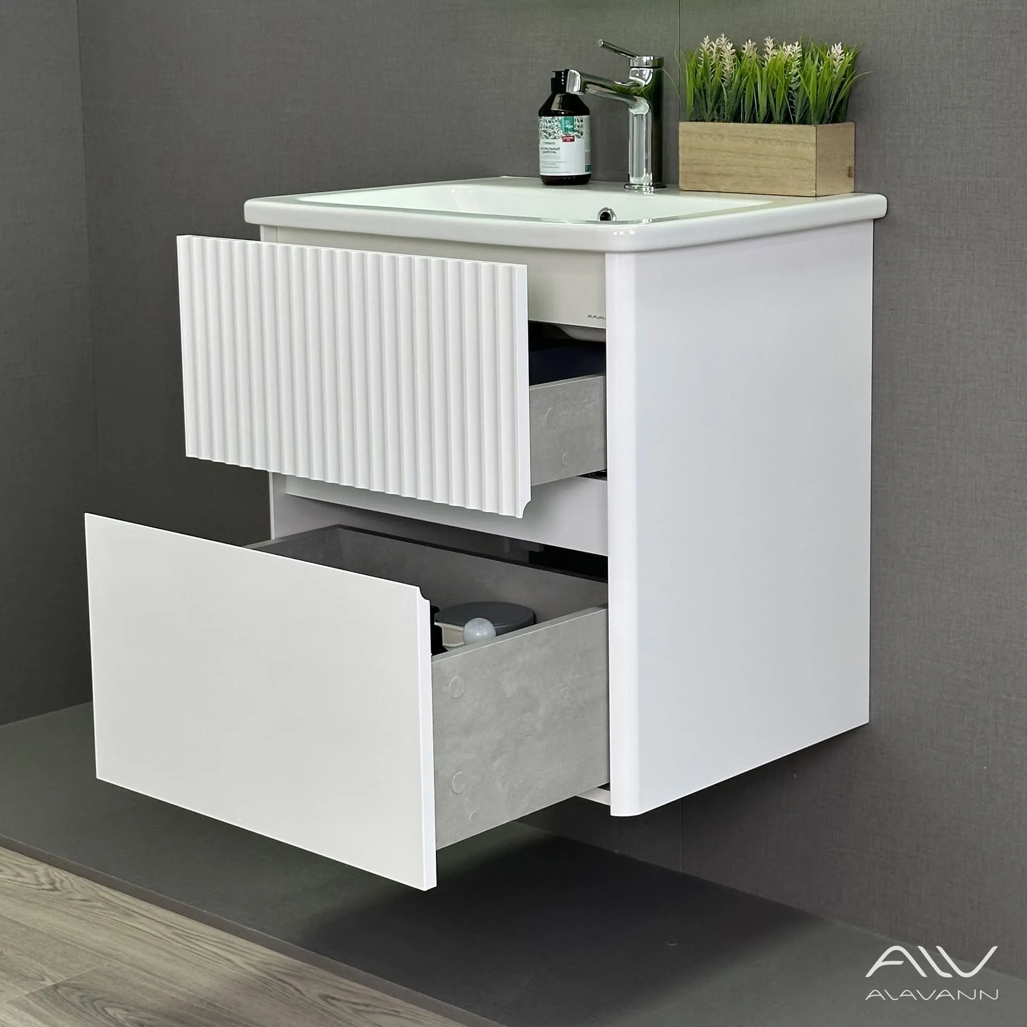 Тумба с раковиной Alavann Wave 60 белая (6)