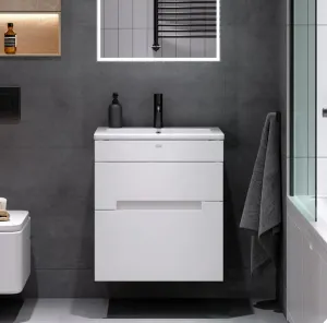 Тумба с раковиной подвесная Alavann Rita 60 [Белый, Глянец, Раковина Sanita Luxe Quadro 60, ALV09880