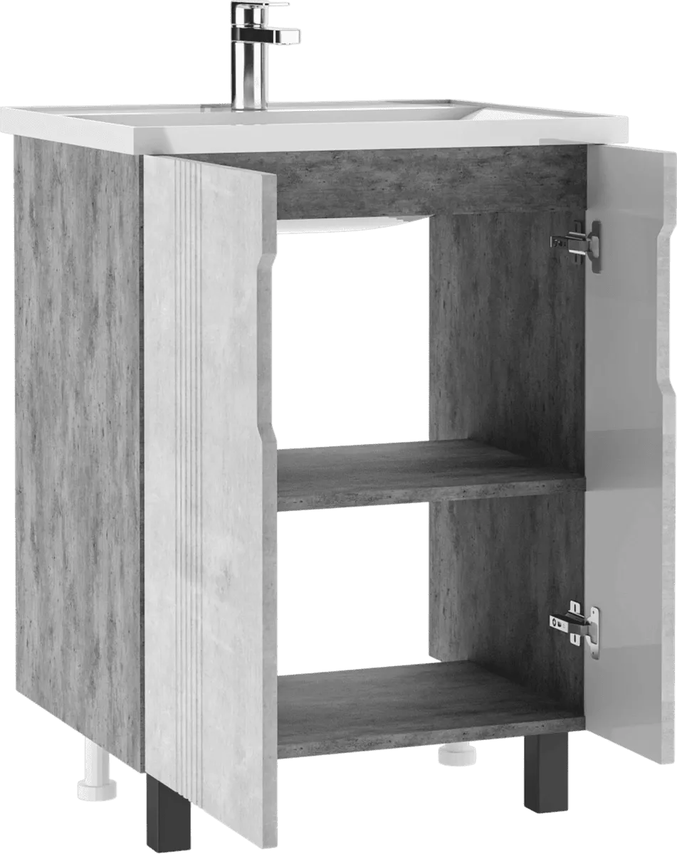 Тумба с раковиной АЙСБЕРГ НОВА 60 (Nova) Марта без ящика Бетон (3)