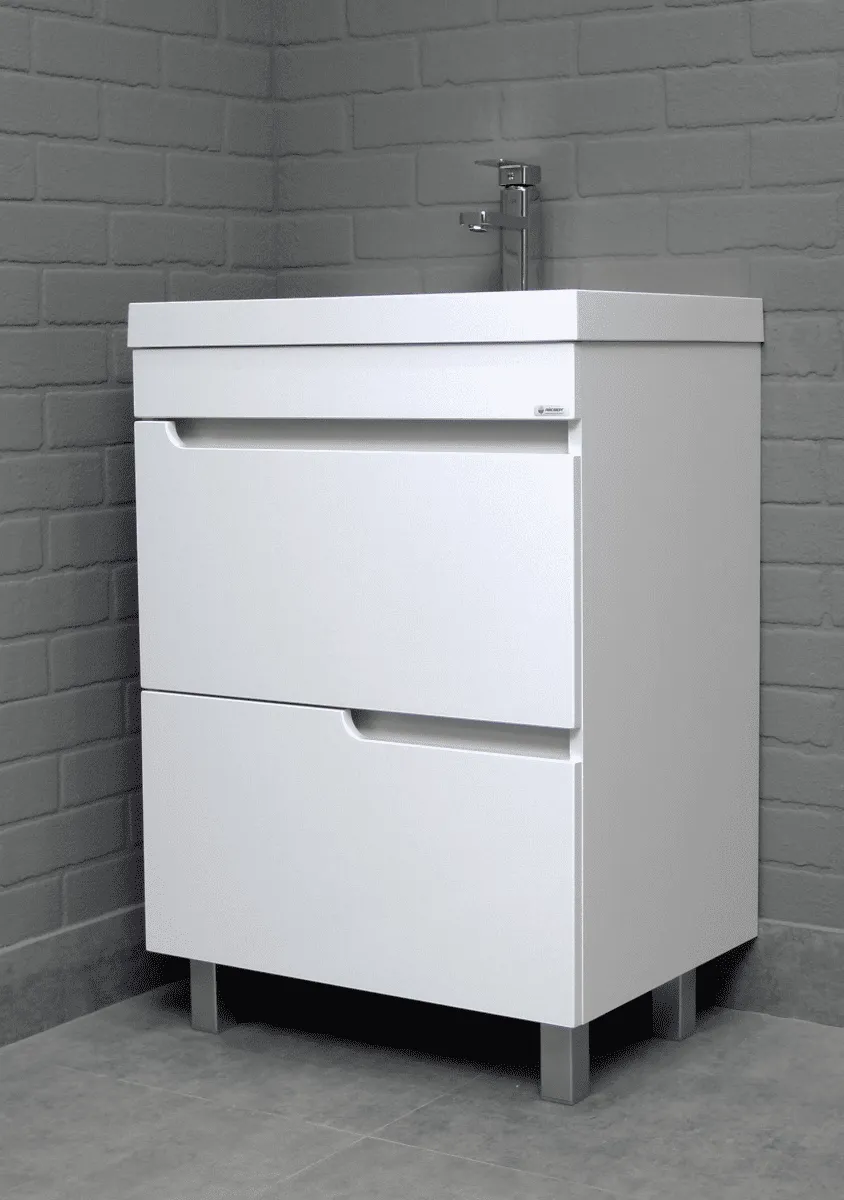 Тумба с раковиной Айсберг-Unit 60 Веста с двумя ящиками В2 (5)