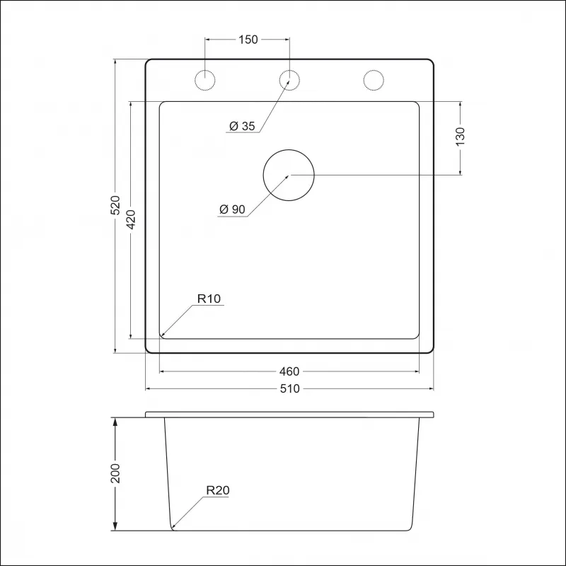 Мойка EMAR EMQ 1510.Q  Антрацият (3)