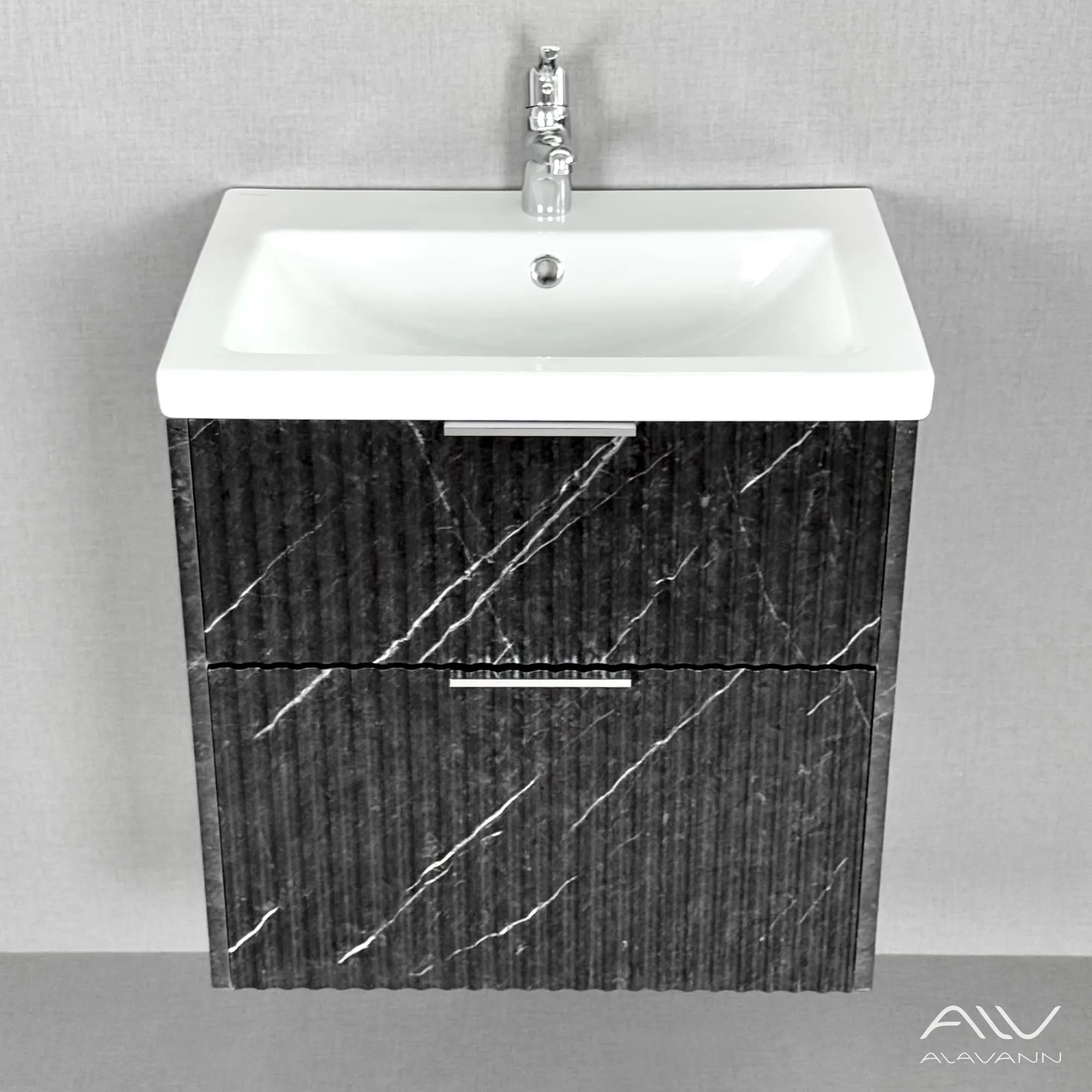 Тумба с раковиной Alavann Anna 60 черный мрамор (6)