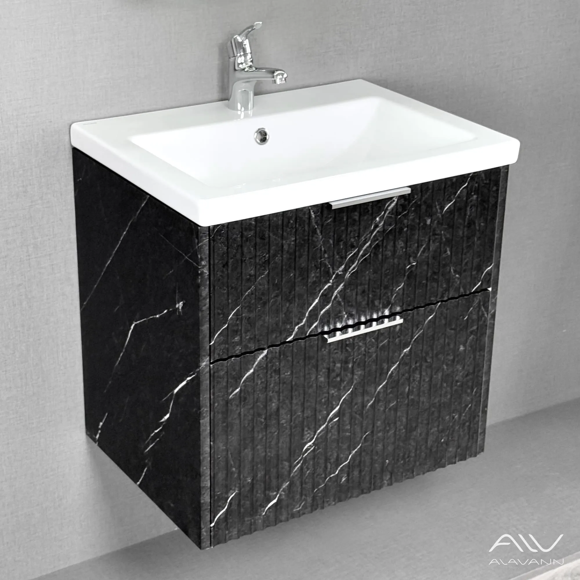 Тумба с раковиной Alavann Anna 60 черный мрамор (7)