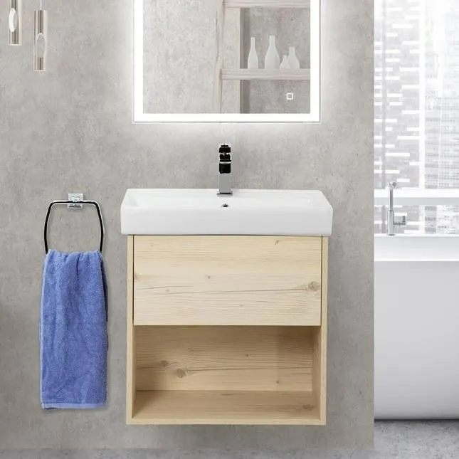 Тумба с раковиной подвесная BelBagno Neon 60 [Pino Bianco, Матовая, Раковина BelBagno 19060, NEON-60