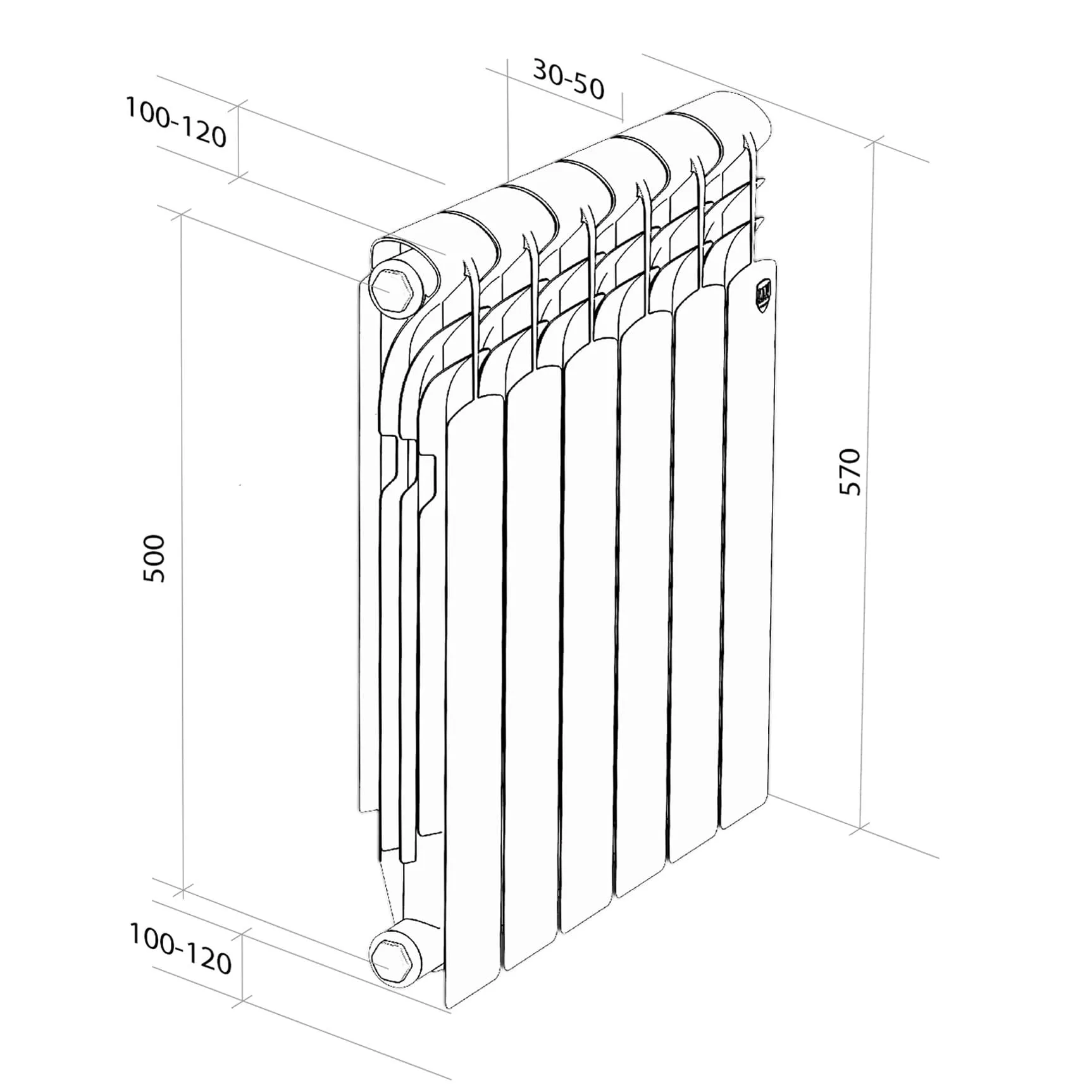 Радиатор алюминиевый Royal Thermo Revolution A 500 - 8 секц (6)