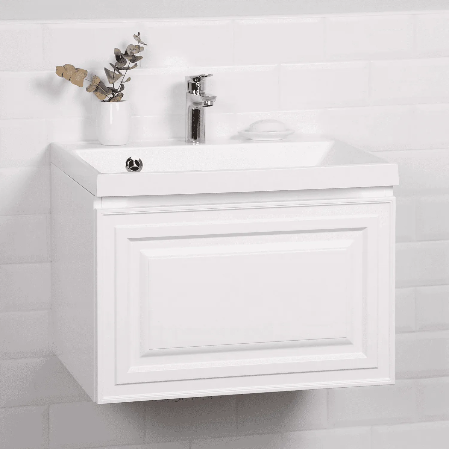 Тумба c раковиной подвесная Itana Verona 60 с выдвижным ящиком Белый (6)