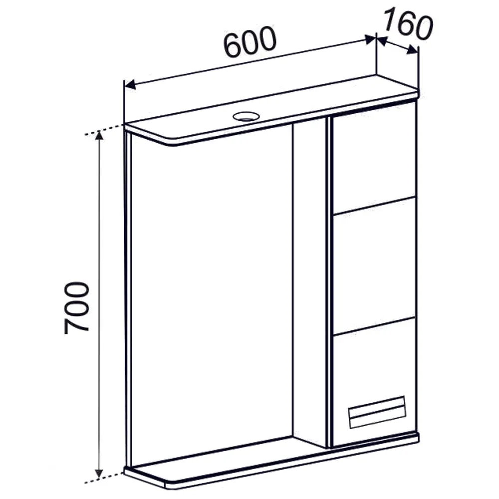 Шкаф-зеркало Emmy Монтана 60 R (2)