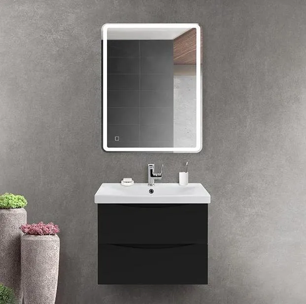 Тумба с раковиной подвесная BelBagno MARINO 70 [Чёрный, Глянец, Раковина BelBagno BB700/450-LV-MR-AS