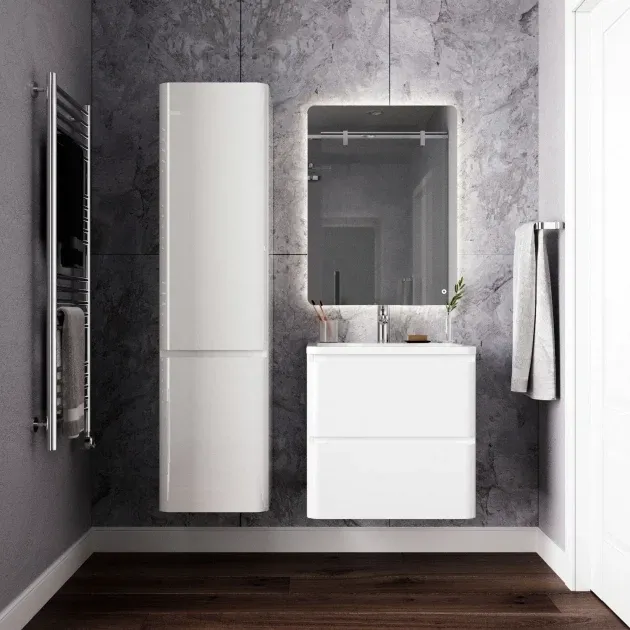 Тумба с раковиной подвесная Itana Roberto 60 [Белый, Глянец, Раковина Itana Adelina 60, 462718908772