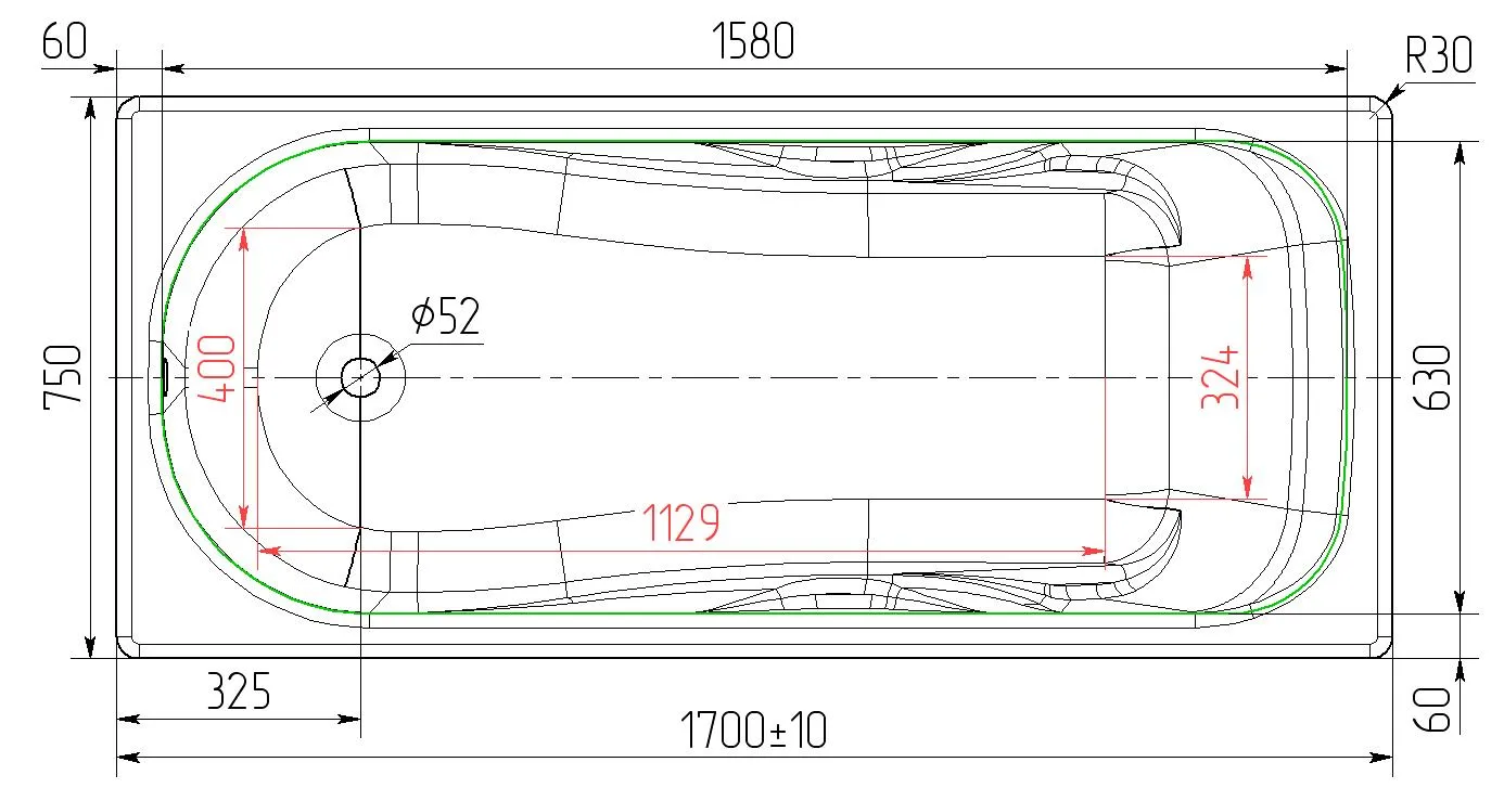 Ванна чугунная Универсал Сибирячка 170x75 (2)