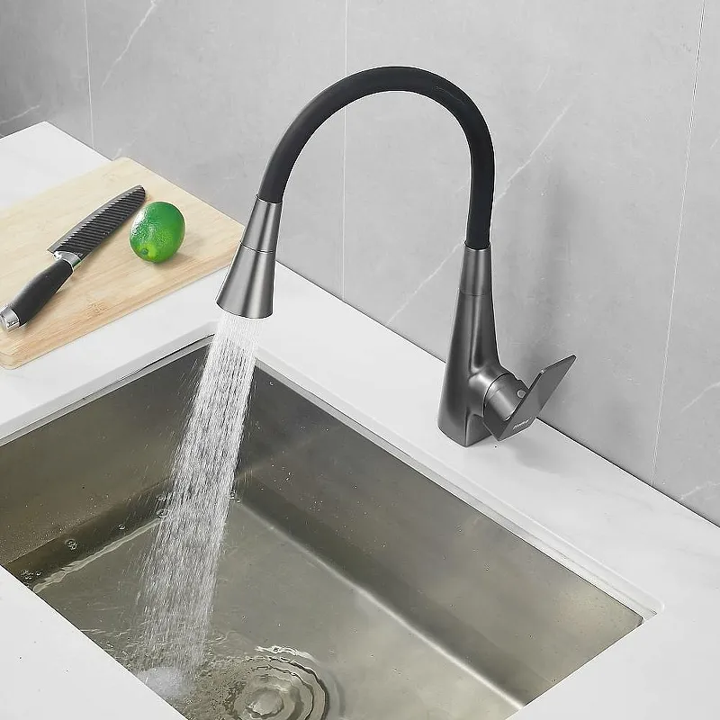 Смеситель для кухни Haiba HB73823-3 Оружейная сталь (3)