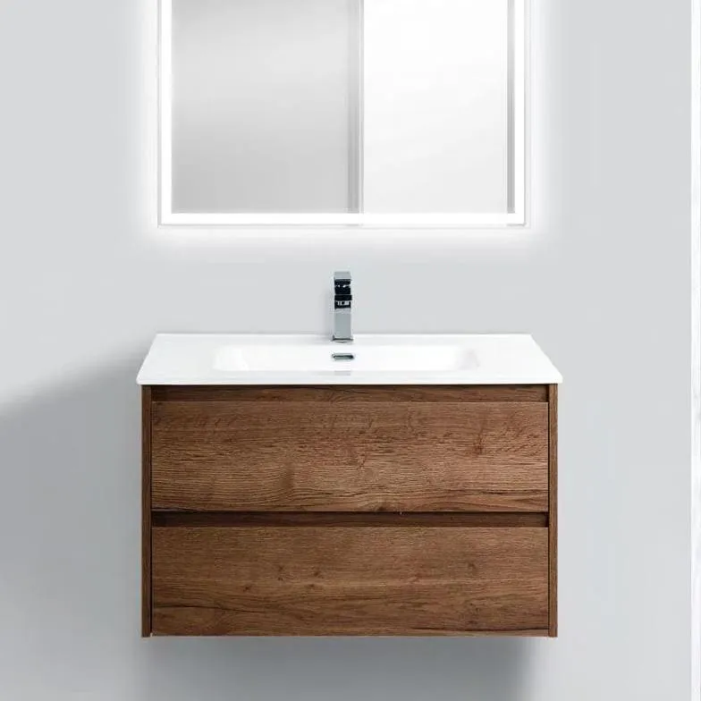 Тумба с раковиной подвесная BelBagno KRAFT 80 [Rovere Tabacco, Матовая, Раковина BelBagno BB800ETL, 
