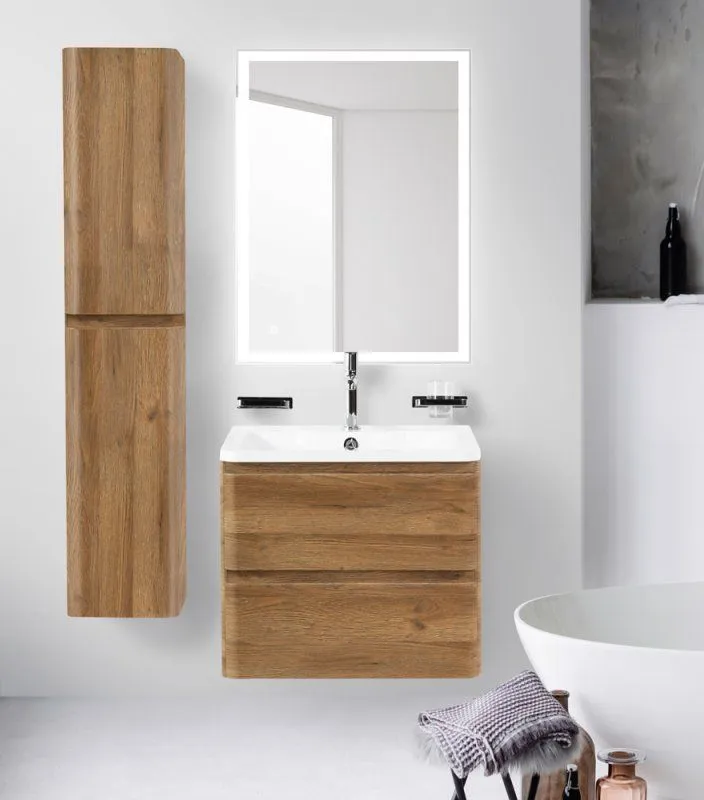 Тумба с раковиной подвесная BelBagno Albano 60 [Rovere Rustico, Матовая, Раковина BelBagno BB600/455