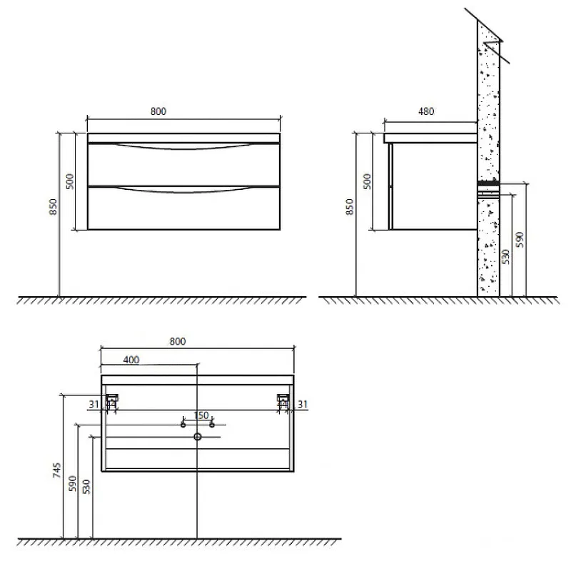 Тумба с раковиной BelBagno Ancona 80  - 4