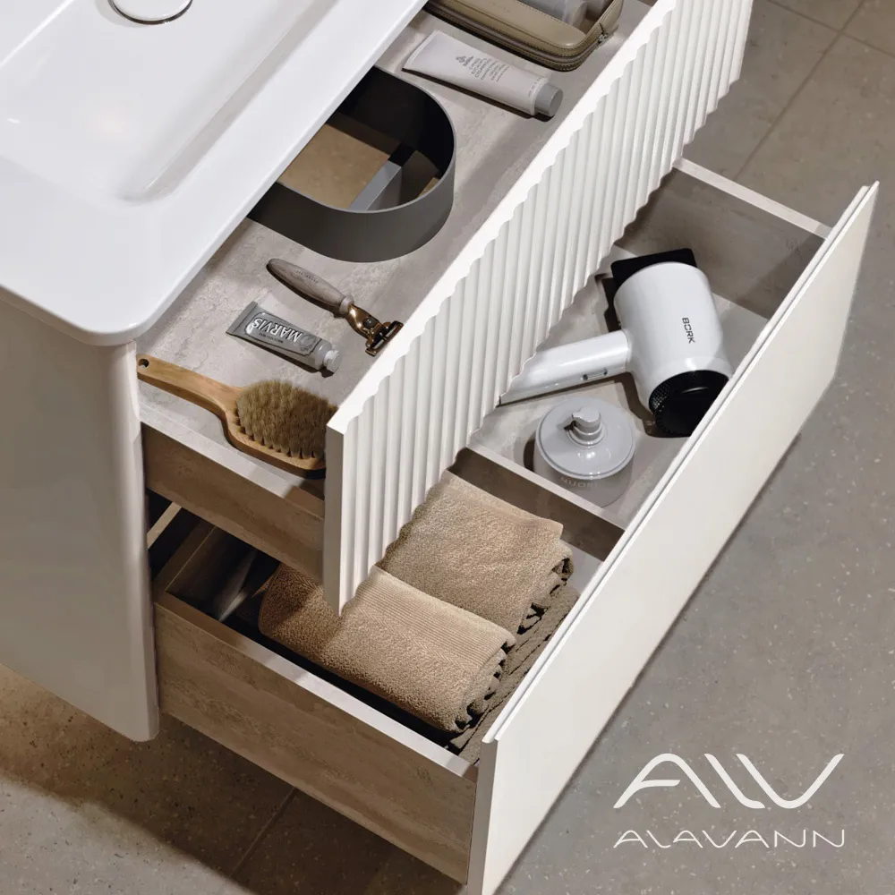 Тумба с раковиной Alavann Wave 80 белая (4)