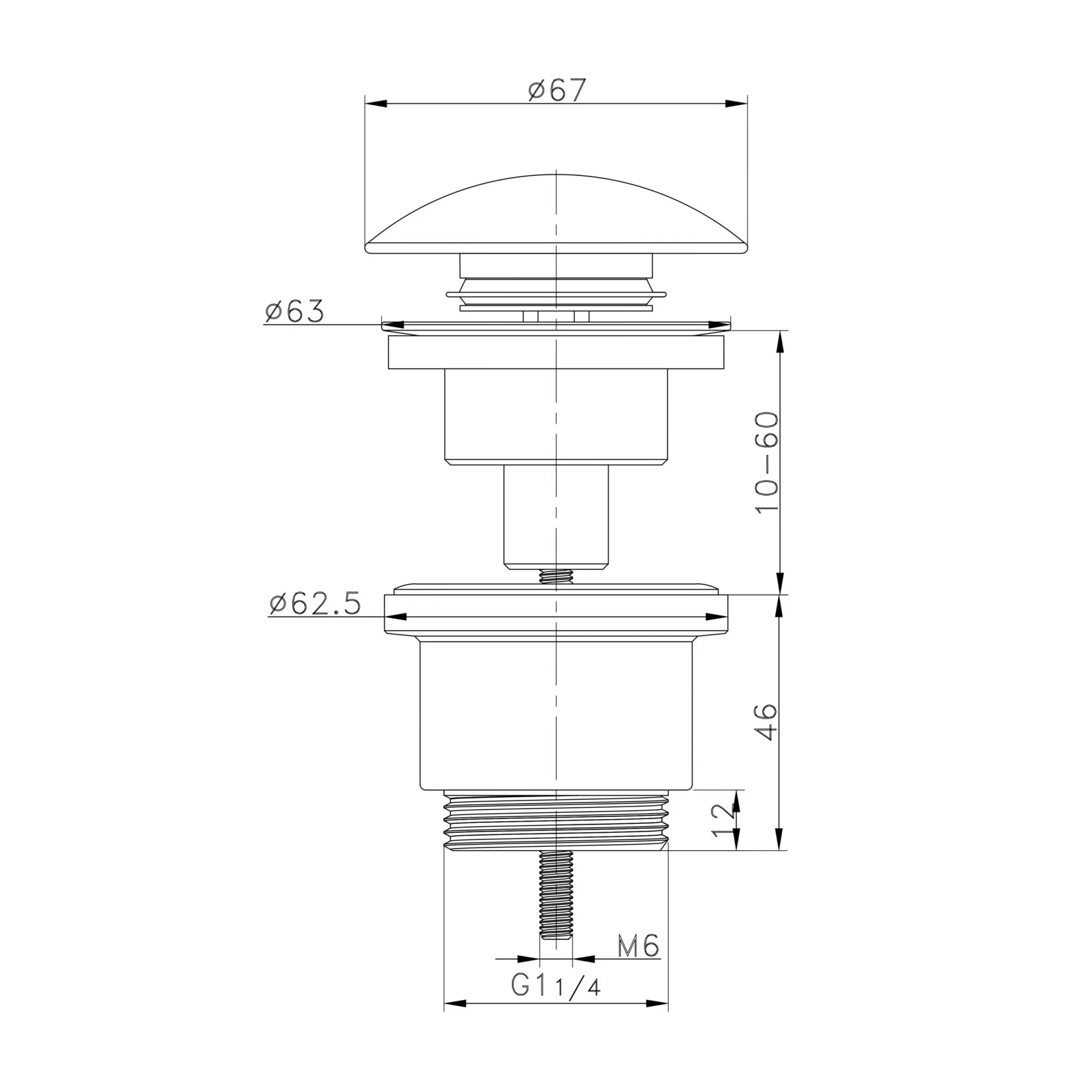 Донный клапан для раковины Raglo  Чёрный R600.01.06 (2)
