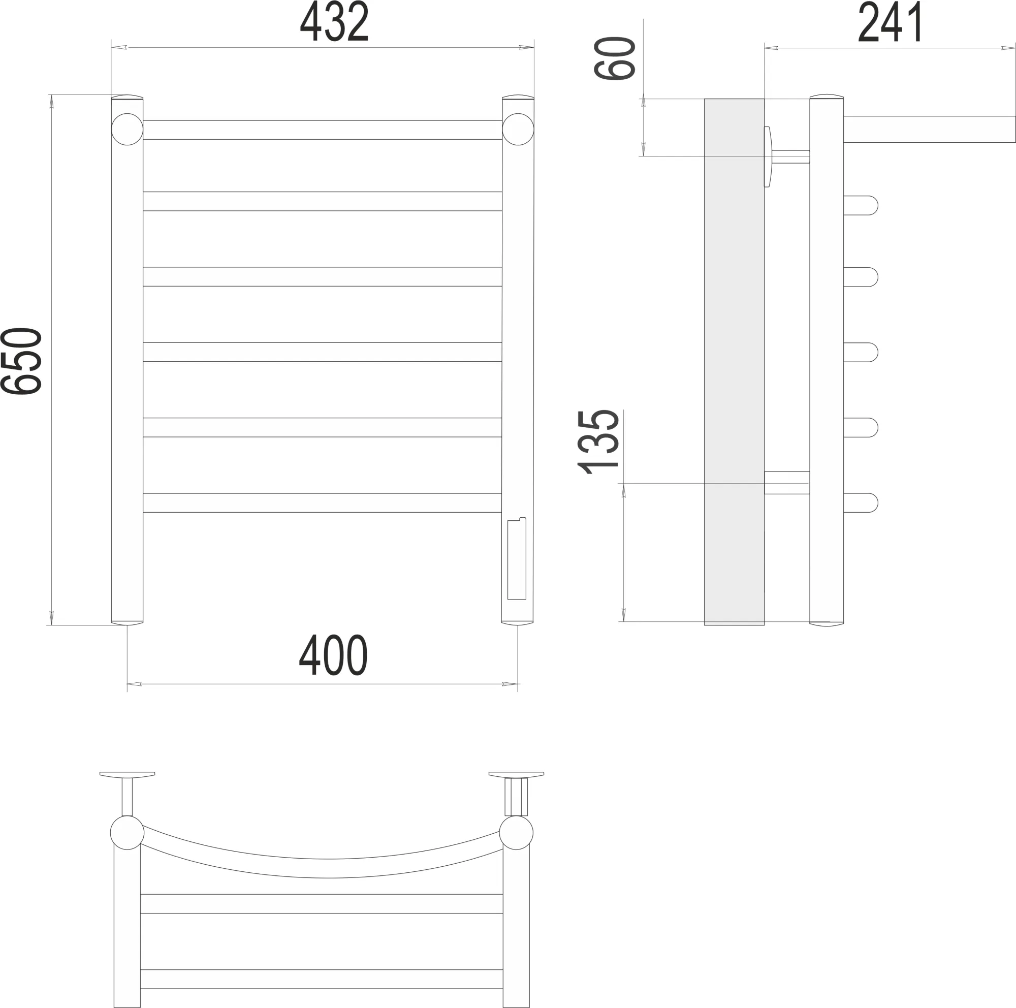 Полотенцесушитель TERMINUS Классик сп П6 400х650 Электро (quick touch) (3)