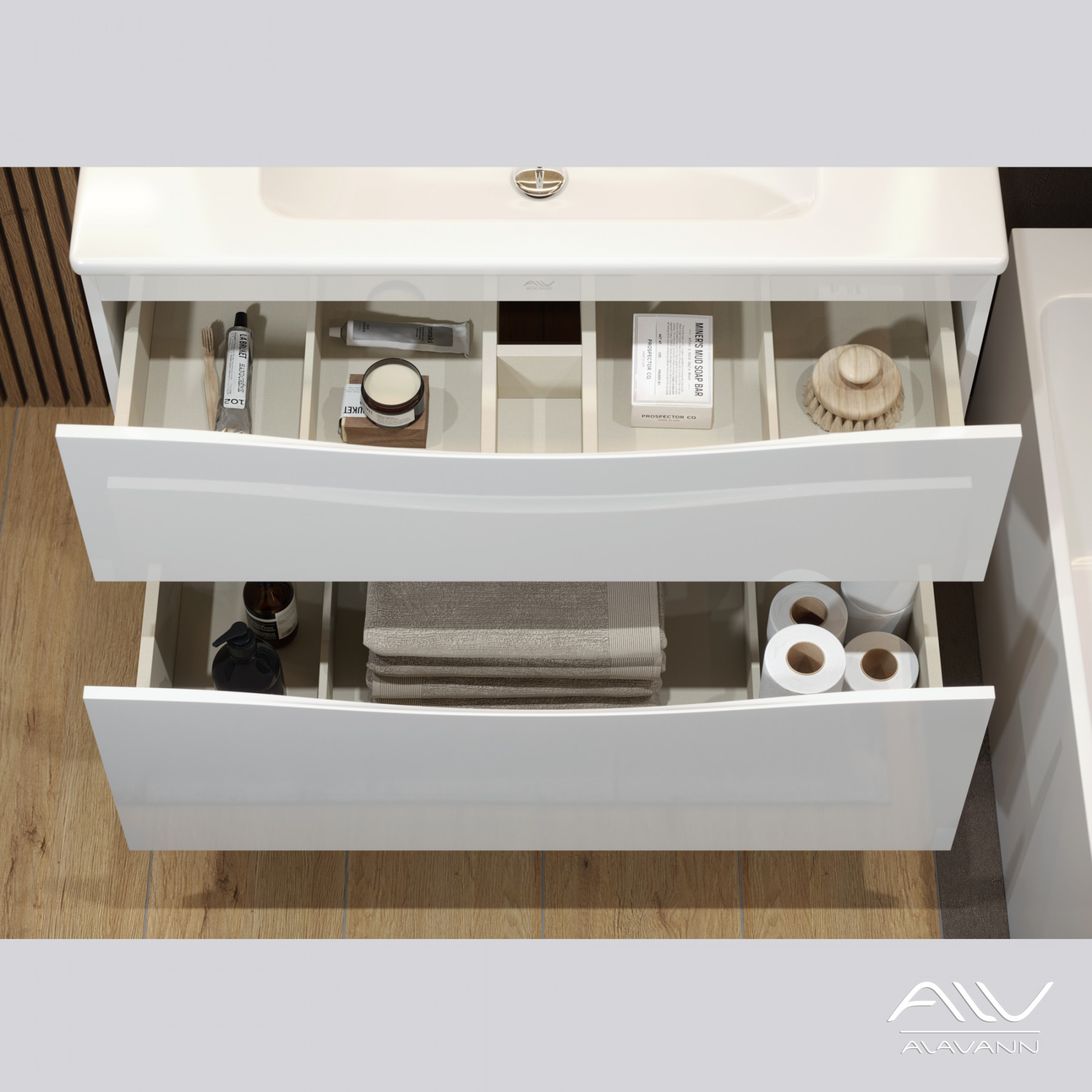 Тумба с раковиной Tess 100 белая (5)