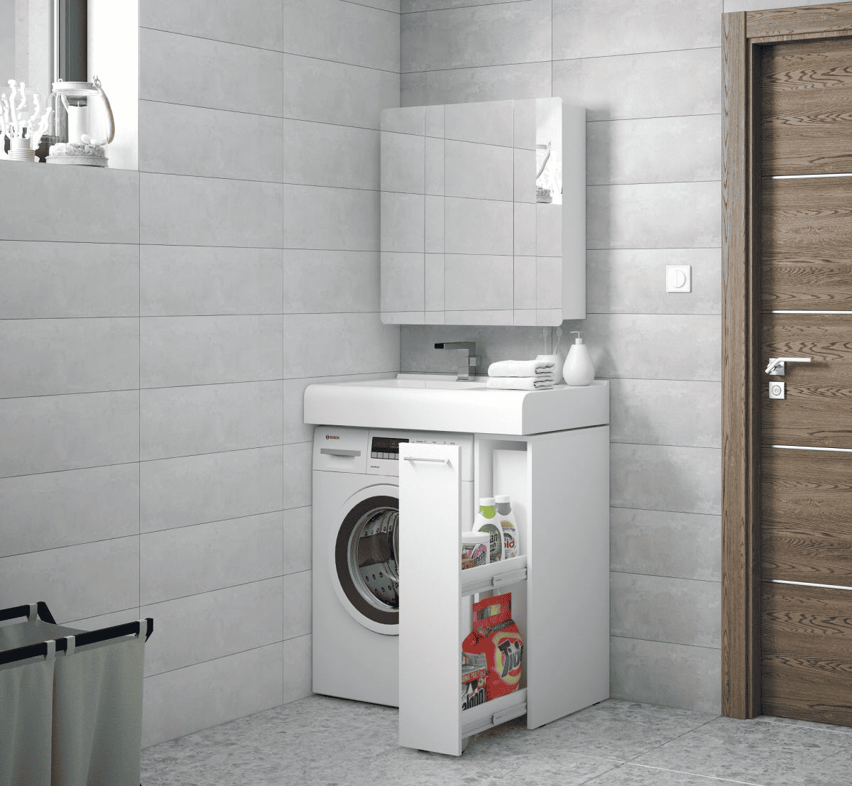 Комод под раковину для стиральной машины COROZO ЛЕО 20 см (3)