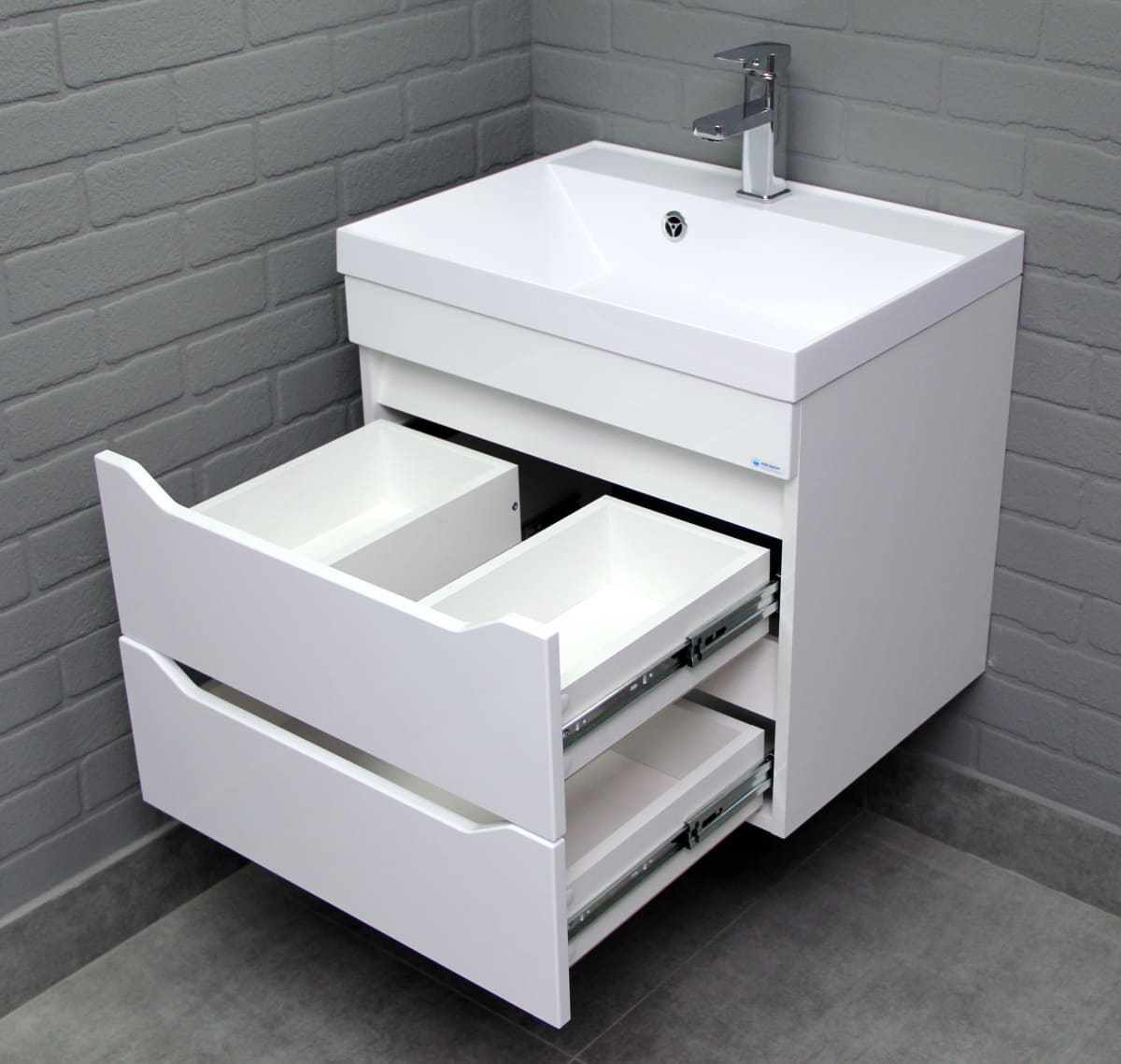 Тумба подвесная Bazis 60 Ева с двумя ящиками В2 (7)