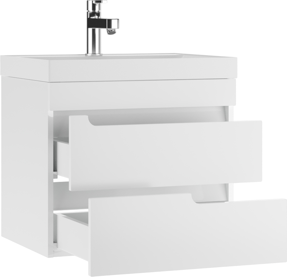 Тумба с раковиной Айсберг-Unit 60 Веста с двумя ящиками В2 подвесная (4)