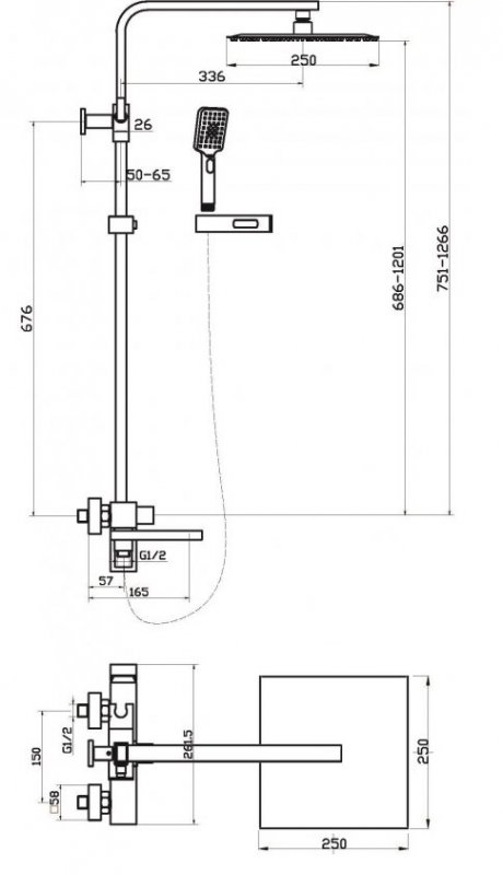 Душевая стойка со смесителем и изливом Belbagno LUC-VSCM (2)