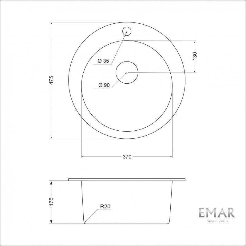 Кухонная мойка из кварцевого композита EMQ-1475.C (2)