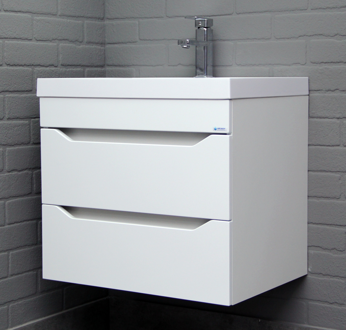 Тумба подвесная Bazis 60 Ева с двумя ящиками В2 (5)