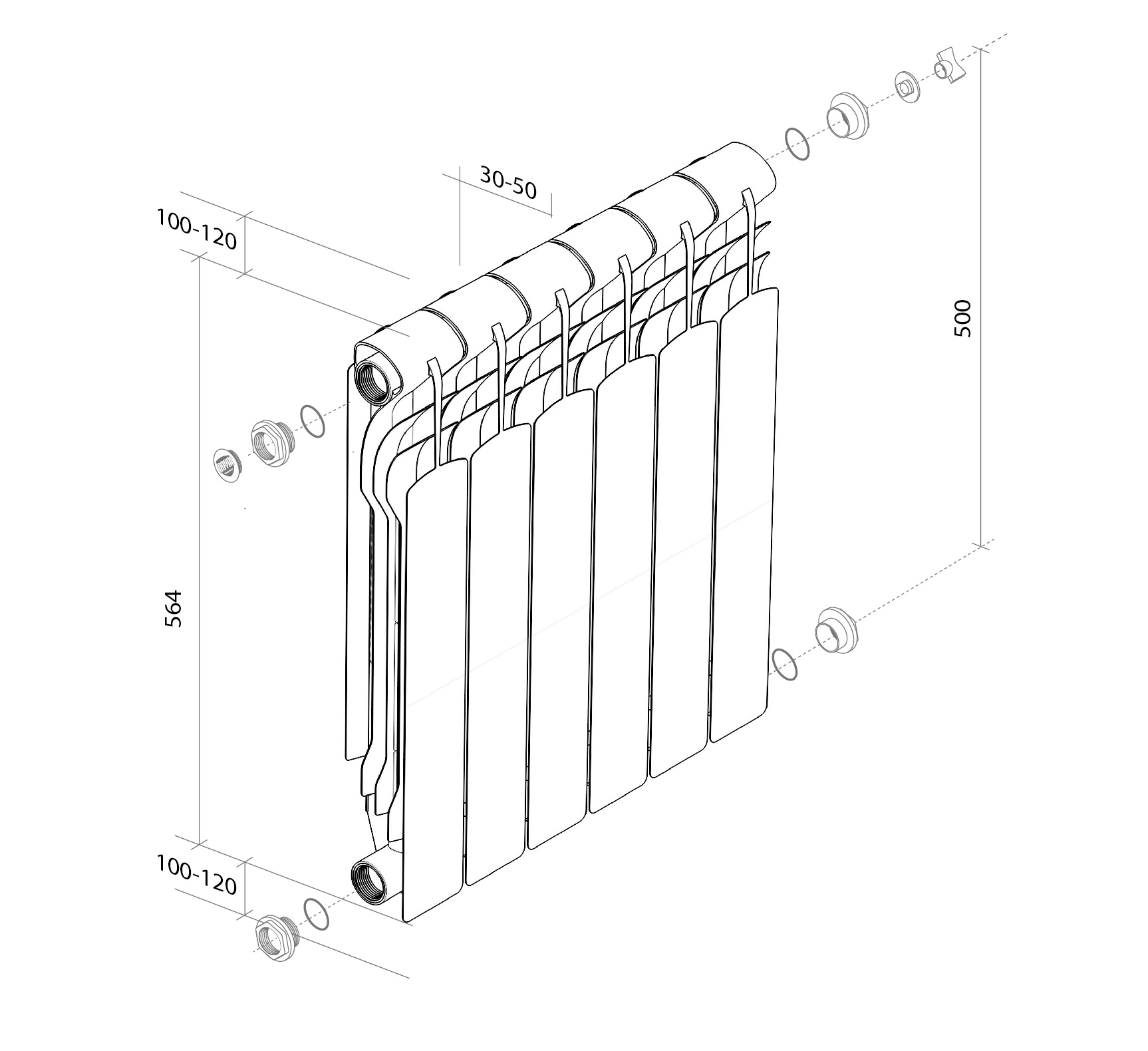 Радиатор Royal Thermo Revolution Bimetall 500 – 6 секц (3)