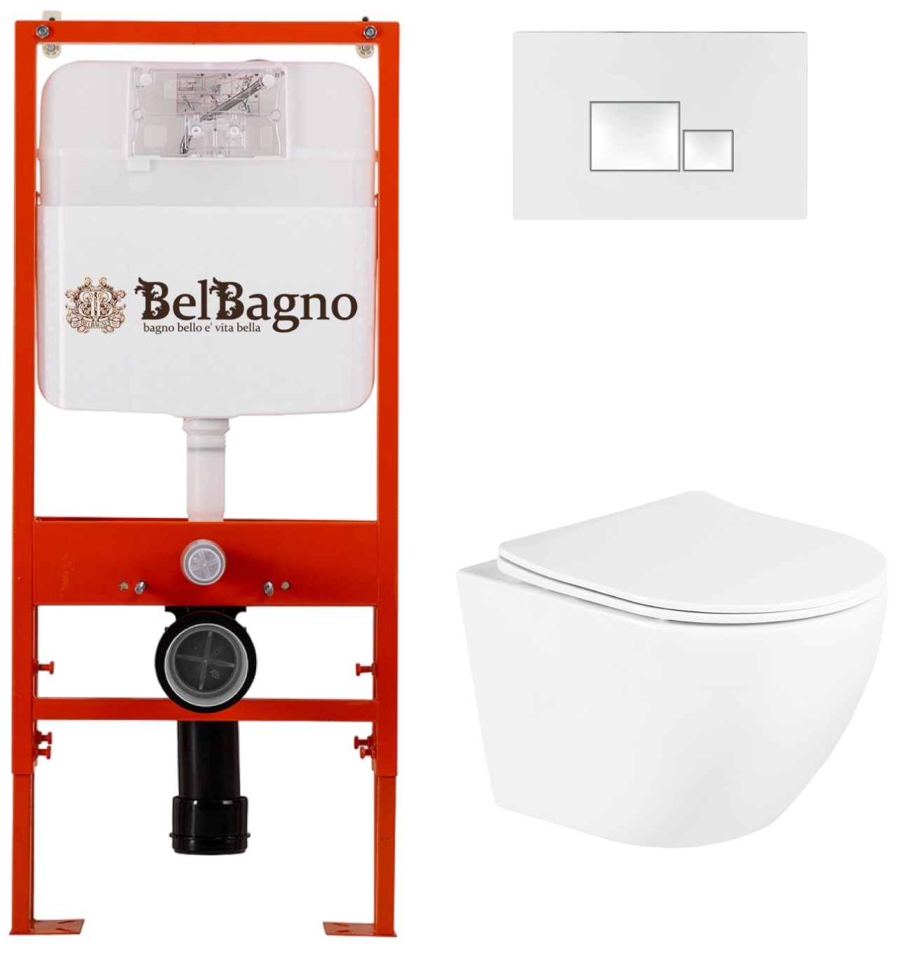 SET 2 Инсталляция BelBagno (кнопка ВВ72BL) - унитаз подвесной BelBagno UNO - 7