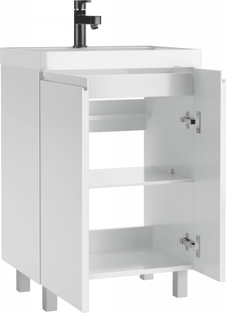 Тумба в раковиной Домино Classica 60 Graffo без ящика белый глянец (3)