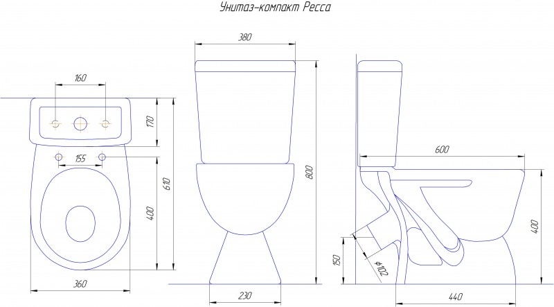 Унитаз-компакт Rosa Ресса белый (2)