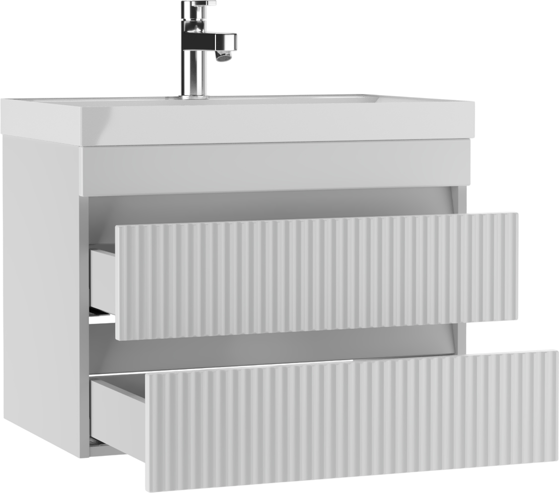 Тумба с раковиной подвесная Айсберг-Unit 70 Бриз с двумя ящиками В2 (3)